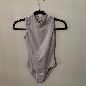 Sleeveless High Neck Leotard in Light Purple from Da Dance w/ Mesh Open Back